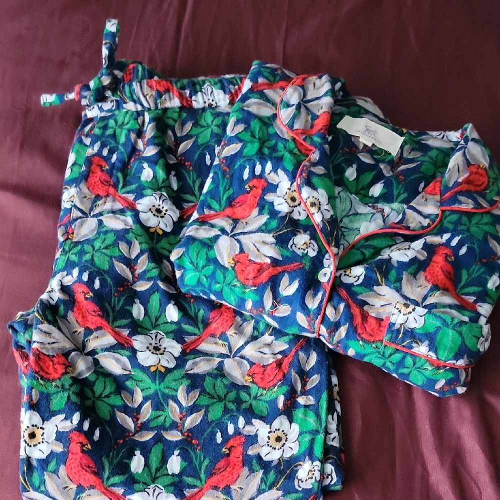 Printfresh Midweight Flannel Long PJ Set - Treetop Cardinals